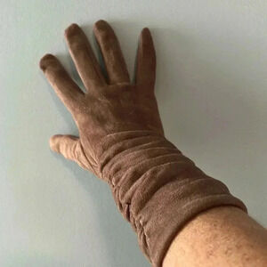 Gant Tech gloves,touchscreen compatible,light brown,ruched,soft suede like OSFM